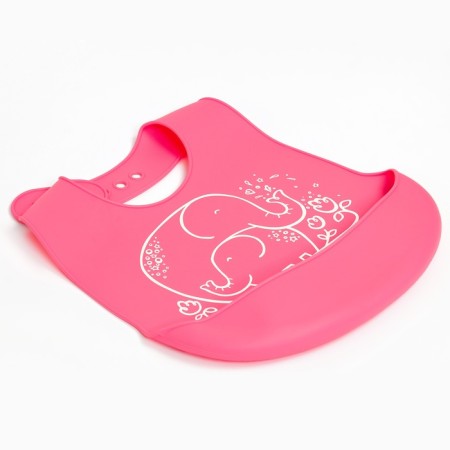 Bibslate for feeding silicone with pocket, pink color-3