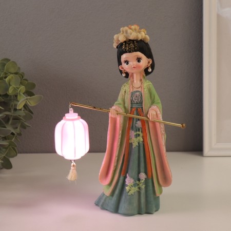 Souvenir Polystone Light "Girl in a kimono with a flashlight" Green 1xlr41 7.6x14x22 cm