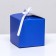 The box is folding, square, blue, 8 x 8 x 8 cm,