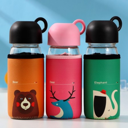 A glass bottle in the case "Forest Gang", 420 ml, h = 17 cm, color mix-4