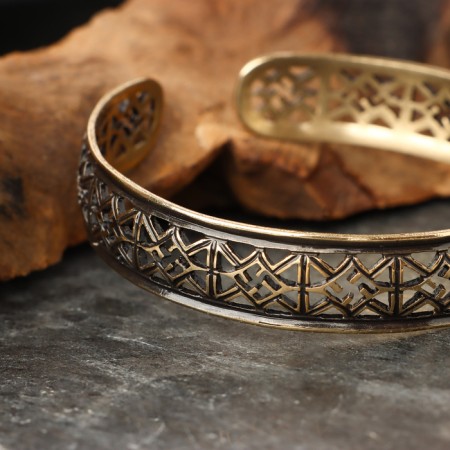 Bracelet wide "Slavic", brass-1