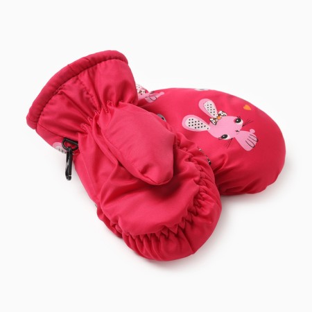 Mittens of winter children's minku, raspberry color, 18cm-1
