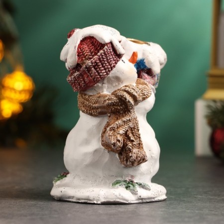 Snowman Snowman with a gift 12cm-4