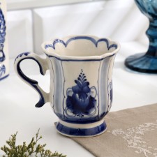 Coffee mug, height 9 cm, volume of 160 ml, gzhel