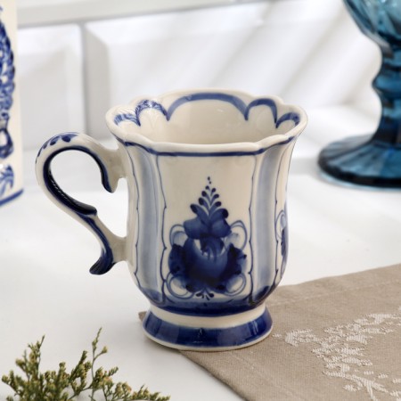 Coffee mug, height 9 cm, volume of 160 ml, gzhel