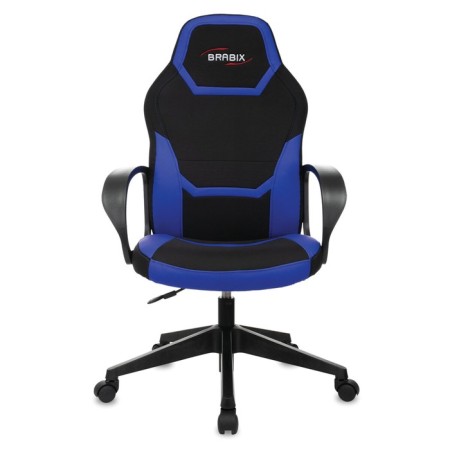 Playing armchair Brabix Alpha GM-018, fabric/eco-leather, black/blue-1