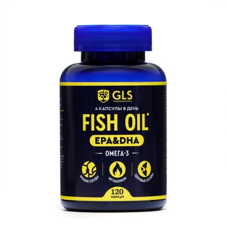 Omega-3 Fish Oil GLS, 120 capsules weighing 720 mg
