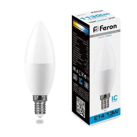 LED lamp (13W) 230V E14 6400K C37, LB-970