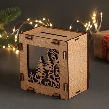 New Year's piggy bank "Christmas tree" 12x12x9 cm-2