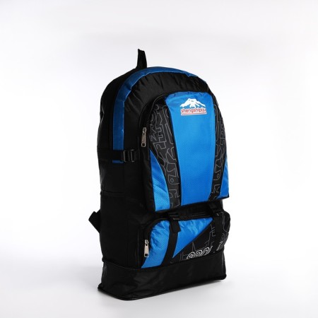 A backpack on a zipper with an increase, 55l, 5 external pockets, blue color-3