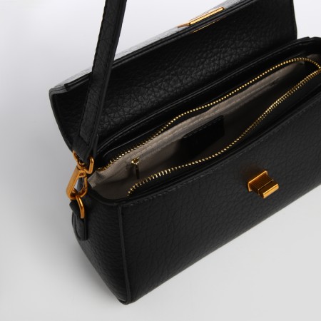 Bag Women's Messenger on the Textura valve, average size, color black-7