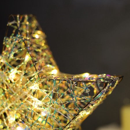 Figure Light "Star Wicker", 30x30x7 cm, 30 LED, AAX3 batteries (not complete), glow warm white-2