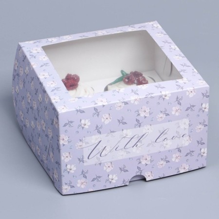 Capley box, confectionery packaging with a window, 4 cells "Pattern", 16 x 16 x 10 cm-3