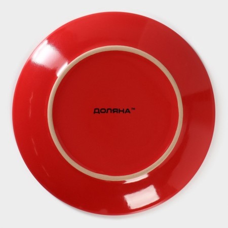 Plate ceramic dessert shade "red peas", d = 19 cm, red color-3