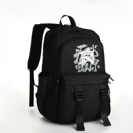 School backpack on lightning, 5 pockets, black color-2