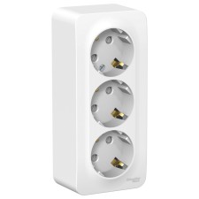 Розетка тройная SE Blanca, 16 А, 250 В, накладная, с з/к, шторки, IP20, белая, BLNRA011311