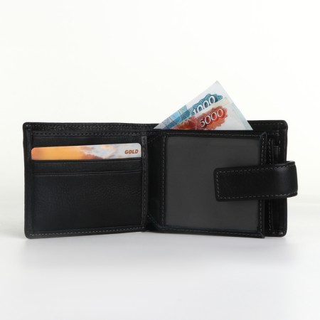 Male purse on the button, black color-4