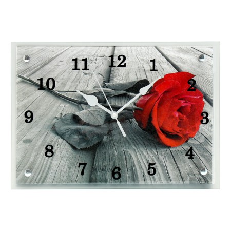 Carty clock is wall-mounted, interior "red rose", silent, 25 x 35 cm