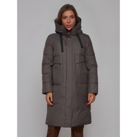 Coat insulated winter female, size 48, dark gray color-7