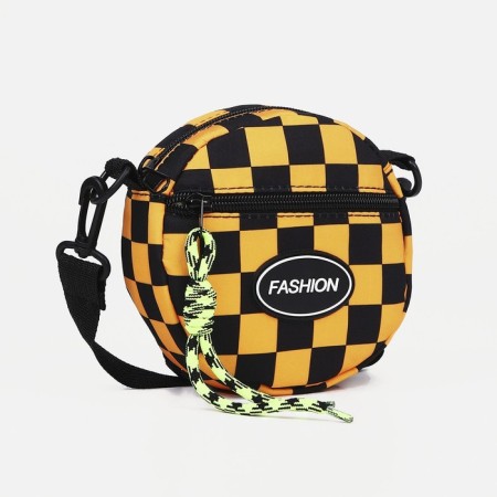 Bag's bag with lightning, external pocket, adjustable belt, black/orange color