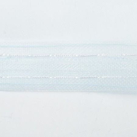 Tulle curtain 145x260 cm, organza, blue color, on a curtain tape, 100% polyester-2