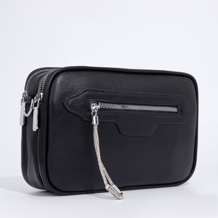 Bag Cross-Bodi with a zipper, black color-2