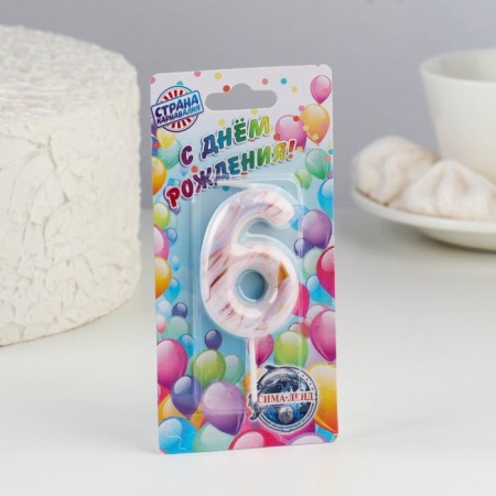 Candle in the “White Marble” cake, number “6”, 5.5 cm-2