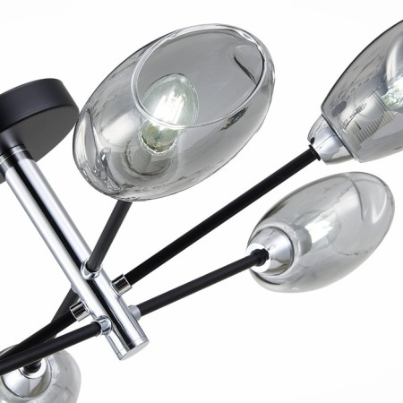Ceiling EVOLUCE lamp. Sle155512-06. Gloa. 6x40 watts, E14, 68x68x22 cm, black color, chrome-11