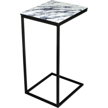 Coffee table Hercules metal, white marble/black 30x34x62 cm-1