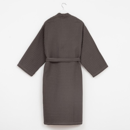 Wafel dressing gown men's elongated Ethel "BOHO" size 46-48, color is light gray, 100% cotton, 290 g/m2-11