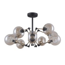 Light G71147/10MBK+Ab AMB, E14, 10x40W, black matte color, bronze