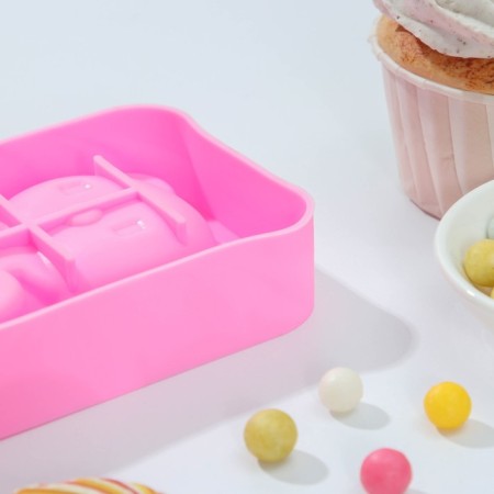 Form for ice cream shares "Mishutka", silicone, 14 × 8 × 2.5 cm, pink color-3