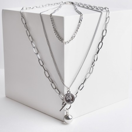 Pens "chain" medallion, color silver, 56 cm-1