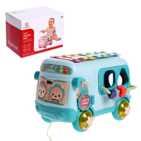 Developing toy "Bus", with a metallophone and a sorter