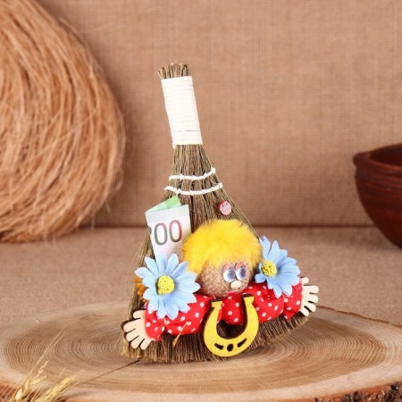 The amulet "Domovushka Tyukha", on a broom, mix-1
