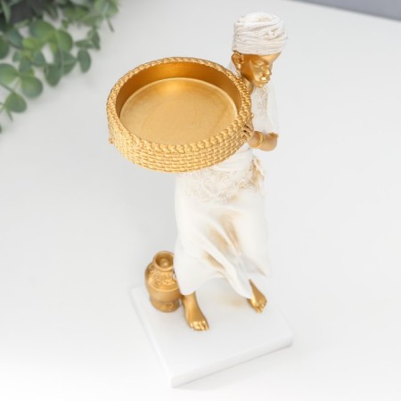 Souvenir Polystone Sight African D-5.8 cm, white with gold 7.5x8.7x25.2 cm-6