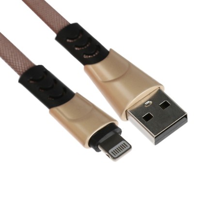 Lightning cable - usb, 2.4 a, braid fabric, flat, 1 meter, brown