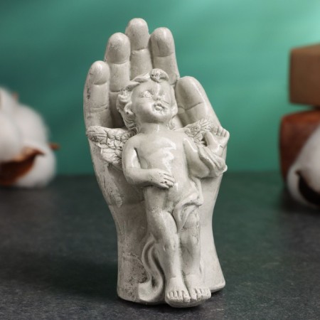 Figure "Angel in the palm" aged, 10x5x4cm-1