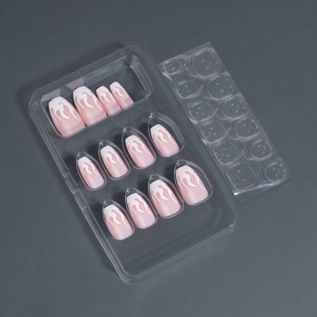 Fires “Fire”, 12 pcs, with adhesive plates, ballerina shape, pink/white color-1