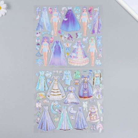 Plastic sticker 2 sheets "Princess Outfits" MIX 23.8x26.6 cm