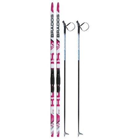 Ski kit: plastic skis 180 cm with a notch, fiberglass sticks 140 cm, SNS mounts, MIX color-6
