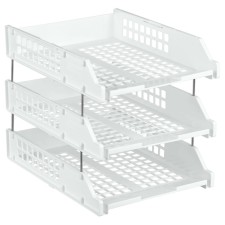A set of paper trays horizontal Starong Istanus, 3 pieces, on metal rods, white