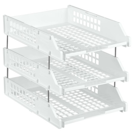 A set of paper trays horizontal Starong Istanus, 3 pieces, on metal rods, white