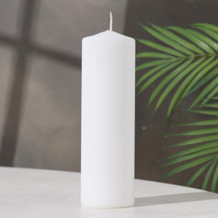 Candle-cylinder, 6x19 cm, 425 g, 25 hours, white
