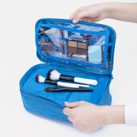 Cosmetic bag, 3 parts on lightning, color is bright blue-5