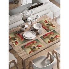 A set of napkins for setting the Mukhomor-Dom table, rectangular, rounded edges, size 30x46 cm, 4 pcs