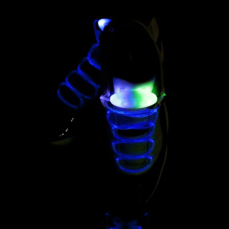 LED laces, 80 cm, from 2 x CR2032, 3 modes, glow color blue-green