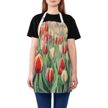 Apron kitchen with a photo print "Tulip paradise", adjustable, size OS