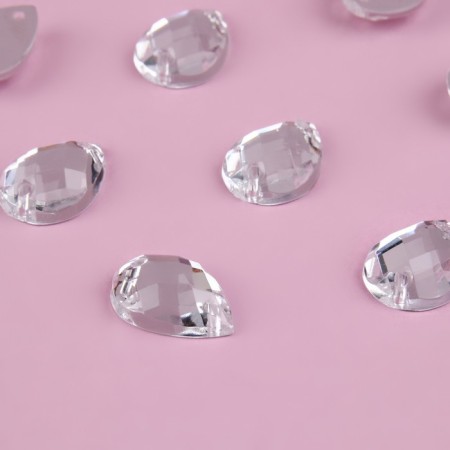 Rhound rhinestones “drop”, from organic glass, 10 × 14 mm, 20 pcs, white color-2