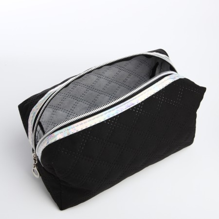 Cosmetic bag with lightning, black color-2